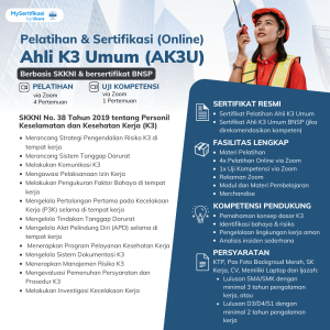 Pelatihan & Sertifikasi Ahli K3 Umum (AK3U)