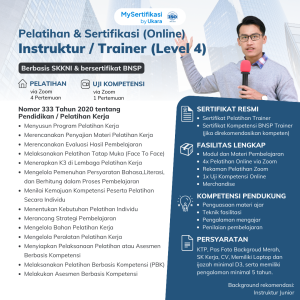 Pelatihan & Sertifikasi BNSP Intruktur (Trainer)