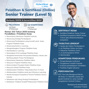 Pelatihan & Sertifikasi BNSP Senior Trainer