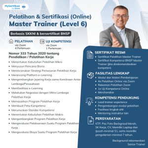 Pelatihan & Sertifikasi BNSP Master Trainer