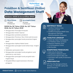 Pelatihan & Sertifikasi BNSP Data Management Staff