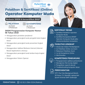 Pelatihan & Sertifikasi BNSP Operator Komputer Muda
