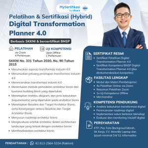 Pelatihan & Sertifikasi BNSP Digital Transformation Planner 4.0