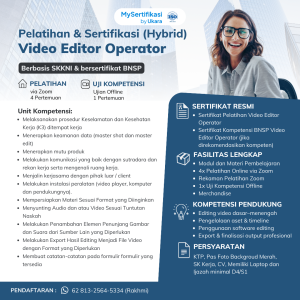Pelatihan & Sertifikasi BNSP Video Editor Operator